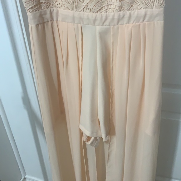 Beige Lace Romper With Partial Dress Cover up - Picture 3 of 6